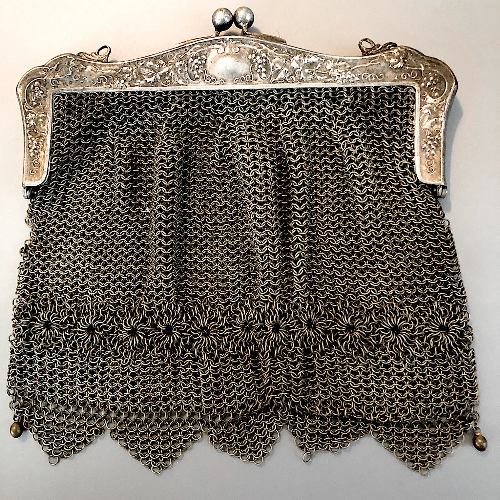 COPY - Rare Antique German Silver Micro-Chain Mesh Purse